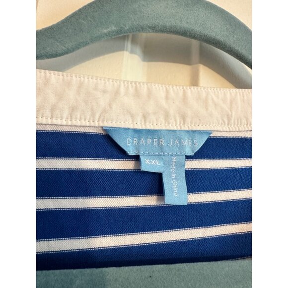 Draper James Blue & White Striped V-Neck Puff Sleeve Top Size XXL 100% Cotton Wo - Picture 6 of 8